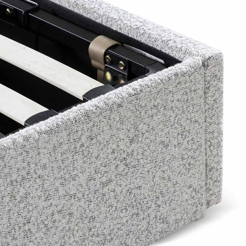 Antonia Single Bed Frame - Pepper Boucle with Storage - Image 11