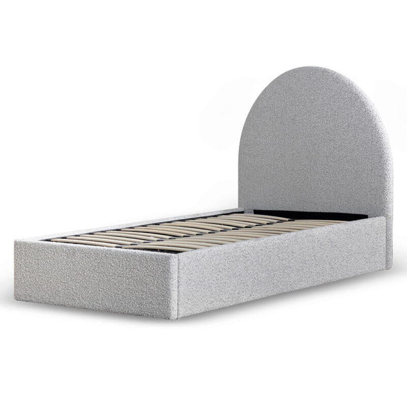 Antonia Single Bed Frame - Pepper Boucle with Storage