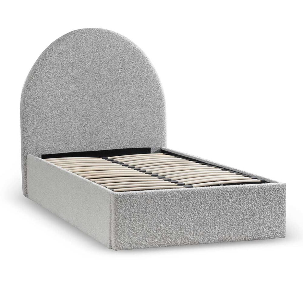 Antonia Single Bed Frame - Pepper Boucle with Storage - Image 4