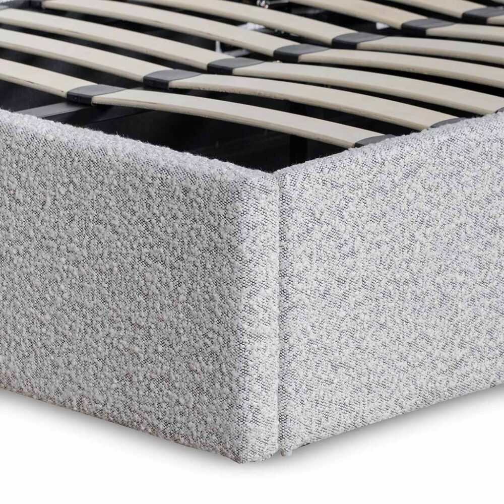 Antonia Single Bed Frame - Pepper Boucle with Storage - Image 10