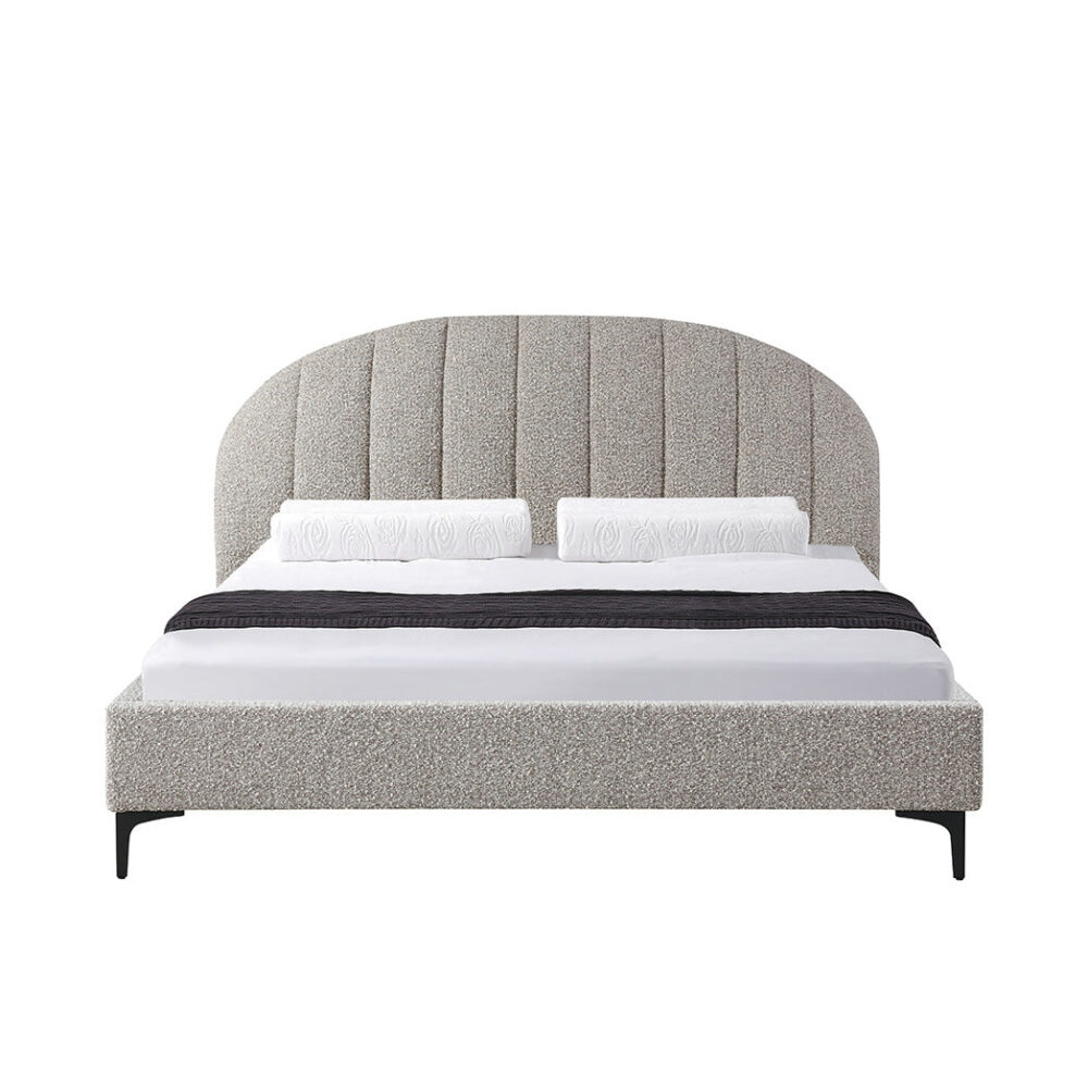 Olin Fabric Queen Bed Frame - Olive Brown Boucle - Image 6