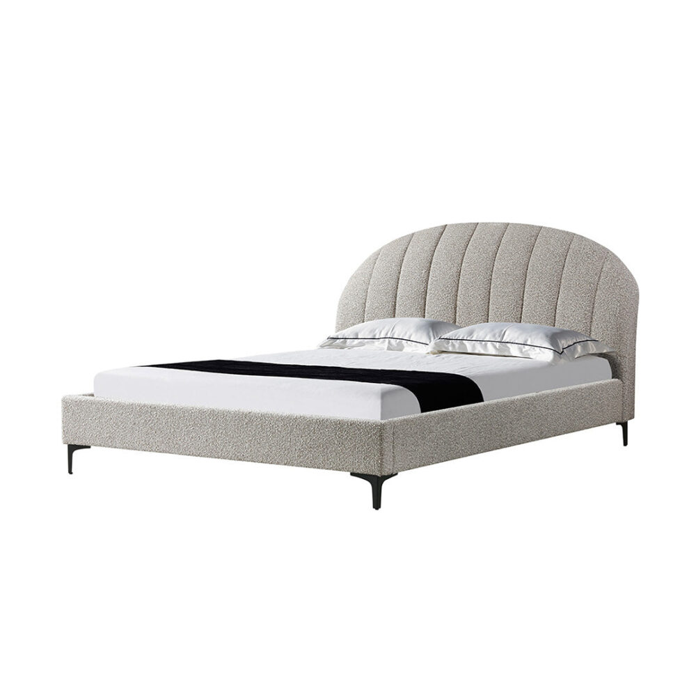 Olin Fabric Queen Bed Frame - Olive Brown Boucle