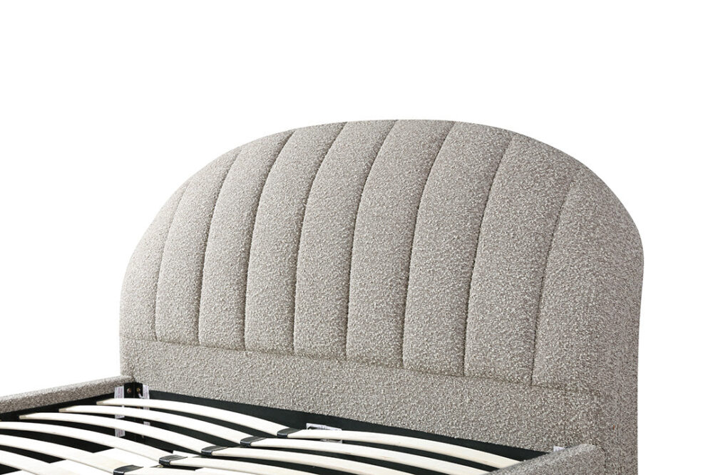 Olin Fabric Queen Bed Frame - Olive Brown Boucle - Image 9