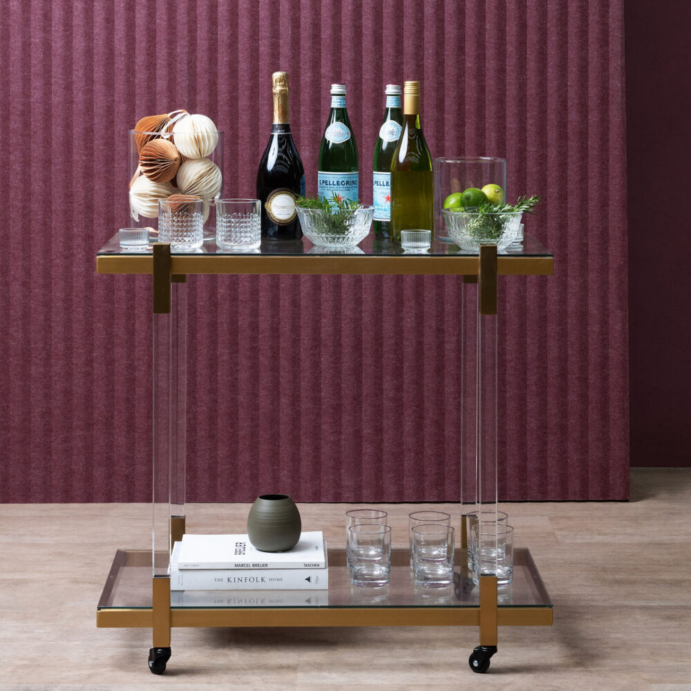 Myron Glass Bar Cart - Brushed Gold - Image 4