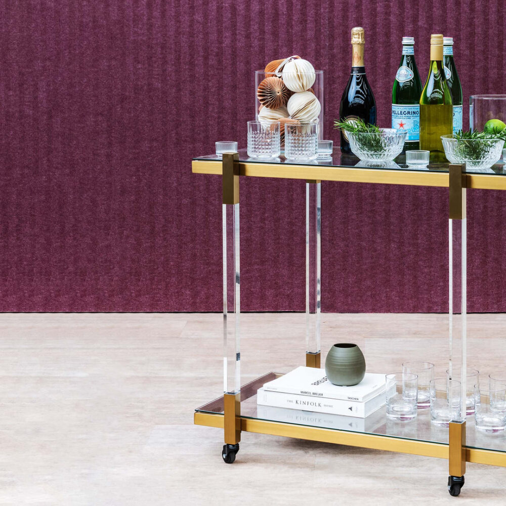 Myron Glass Bar Cart - Brushed Gold - Image 3