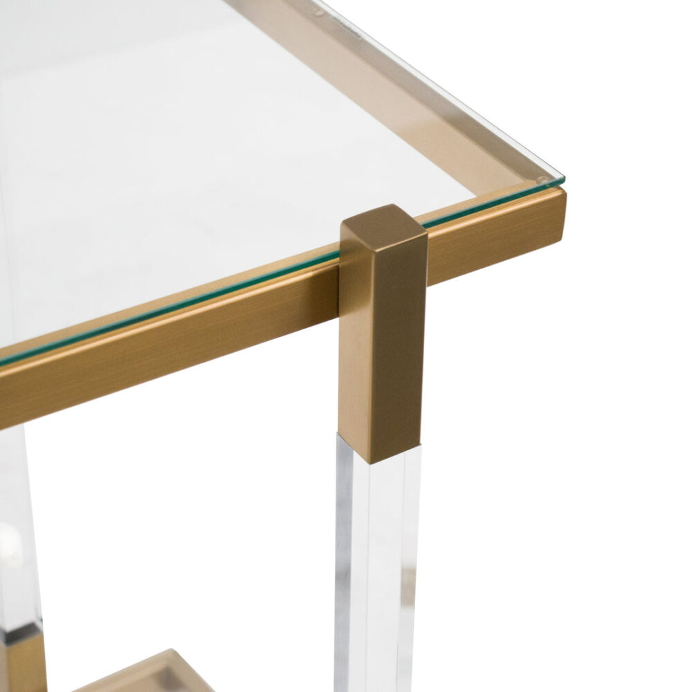 Myron Glass Bar Cart - Brushed Gold - Image 9