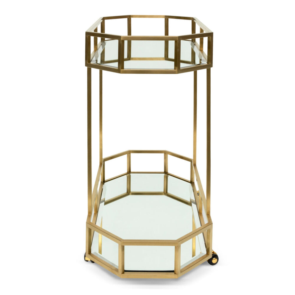 Reggie Bar Cart - Mirror and Gold Base - Image 3