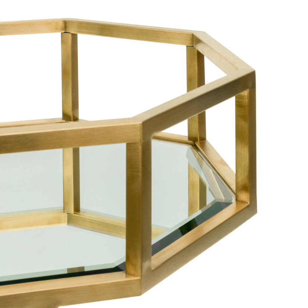 Reggie Bar Cart - Mirror and Gold Base - Image 5
