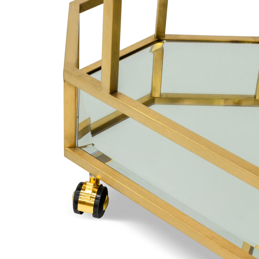 Reggie Bar Cart - Mirror and Gold Base - Image 4