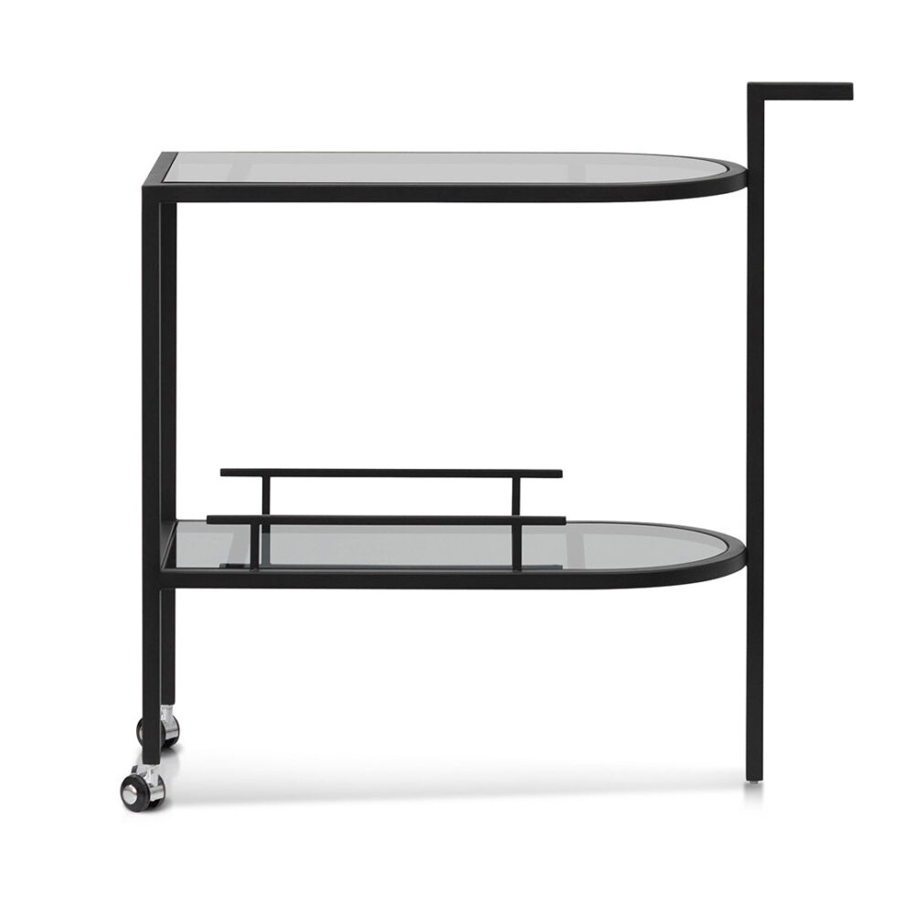 Luigi Glass Bar Cart - Black - Image 2
