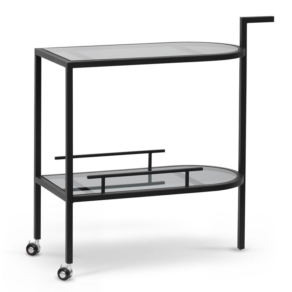 Luigi Glass Bar Cart - Black - Image 3