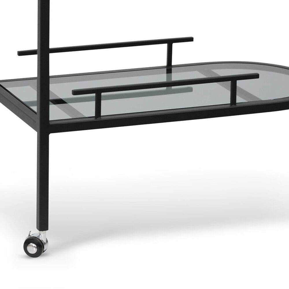 Luigi Glass Bar Cart - Black - Image 4