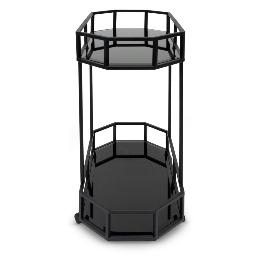 Reggie Bar Cart - Mirror and Black Base - Image 3