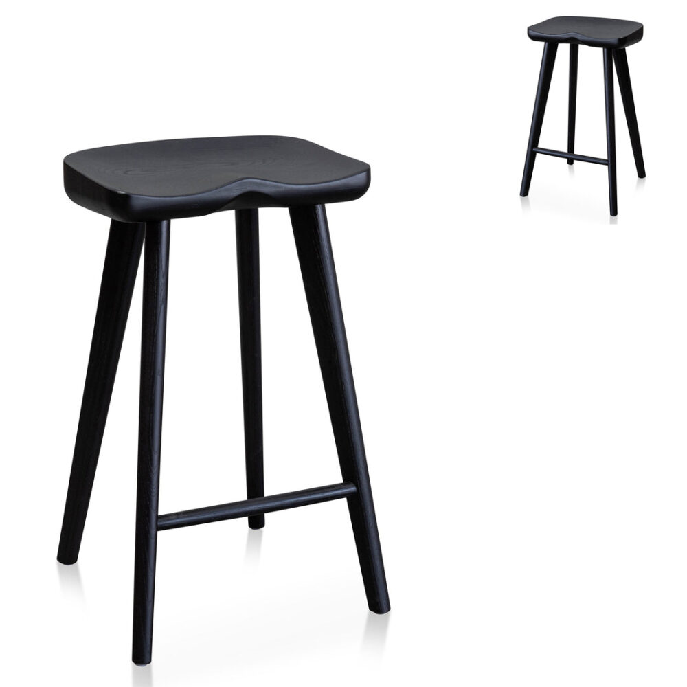 Set of 2 - Bethan 65cm Wooden Bar stool - Black