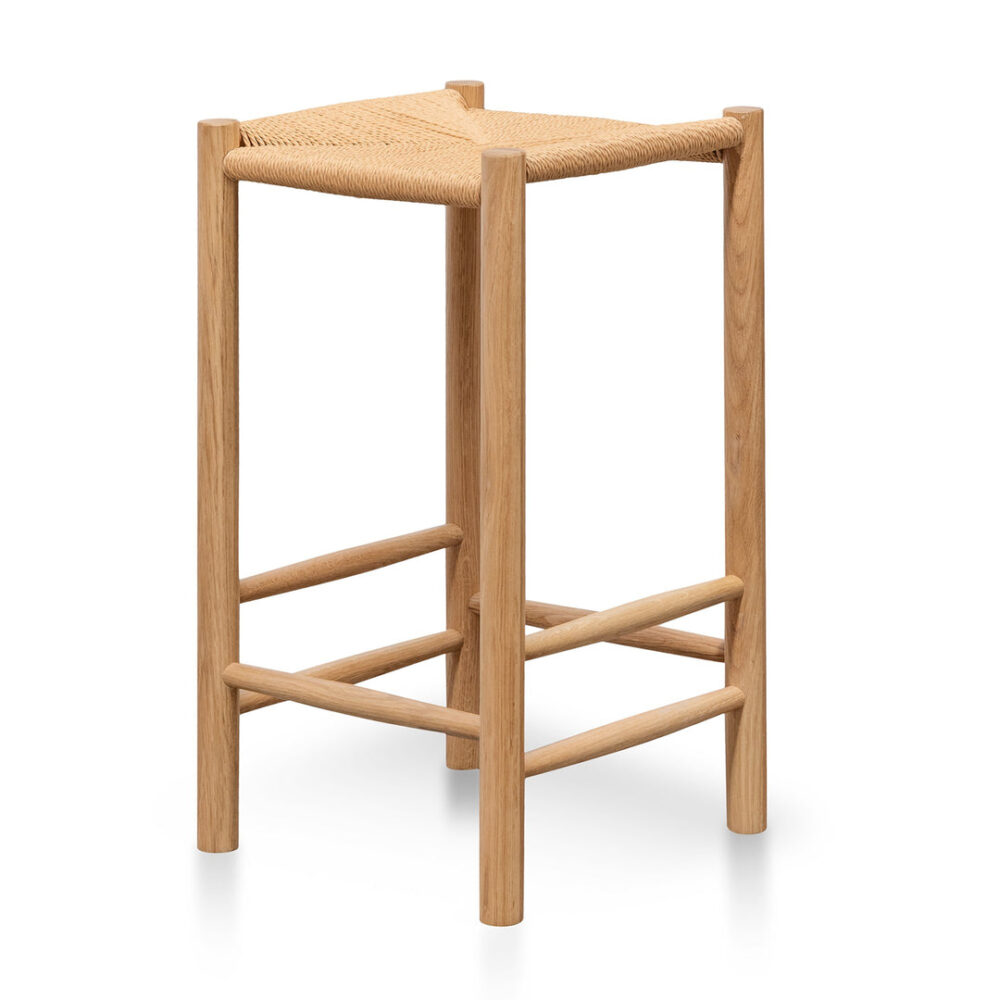 Erika 65cm Rattan Bar Stool - Natural - Image 3