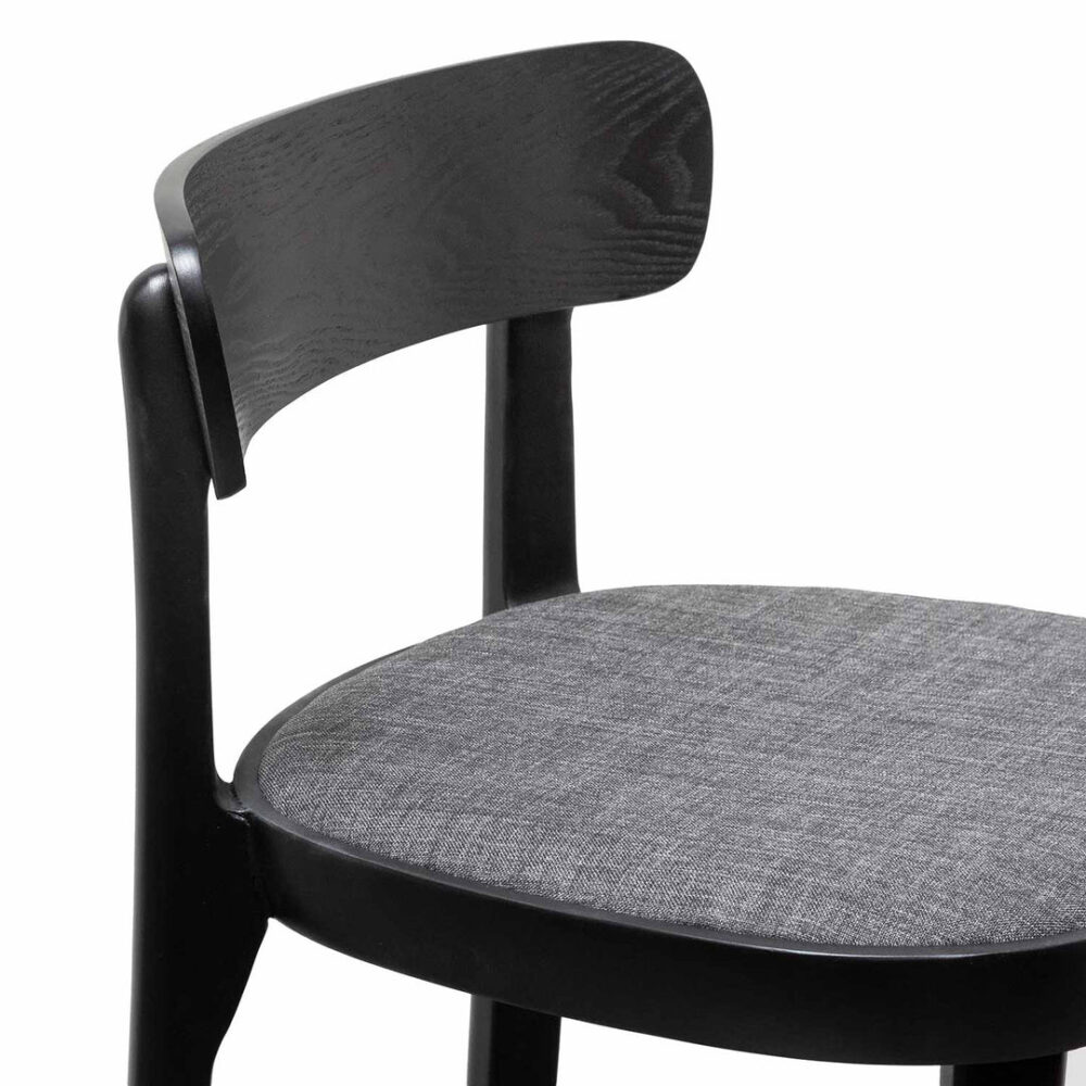 Set of 2 - Josue 65cm Fabric Bar Stool - Black with Pepper Grey Seat - Image 11