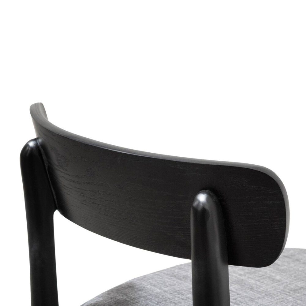 Set of 2 - Josue 65cm Fabric Bar Stool - Black with Pepper Grey Seat - Image 8