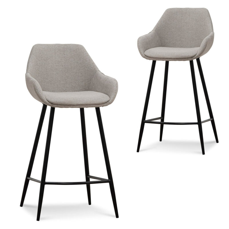 Set of 2 - Cody 68cm Fabric Bar Stool - Beige