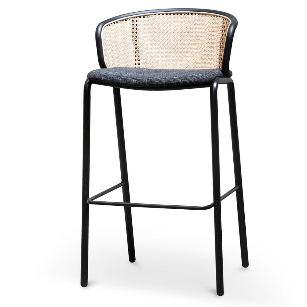 Florine 75cm Fabric Bar Stool - Black Legs