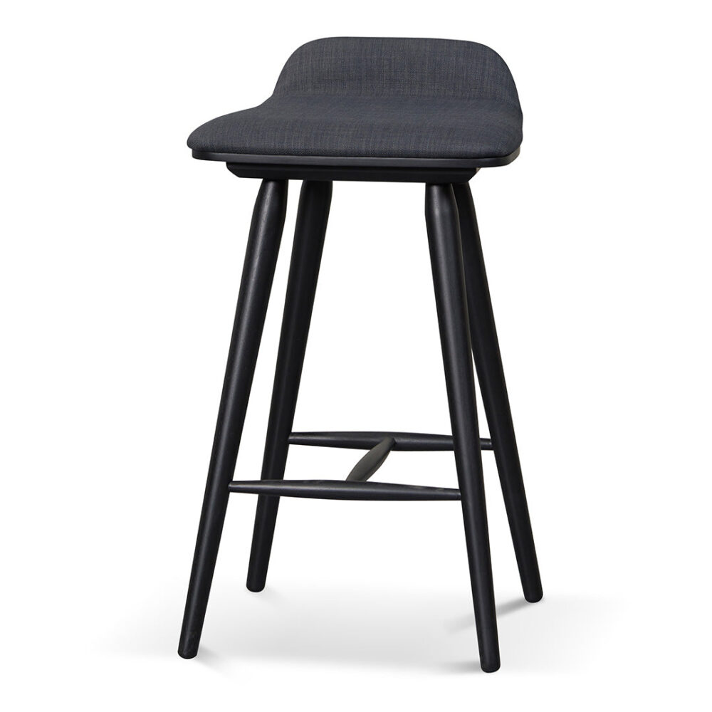 Finn 65cm Wooden Bar Stool - Charcoal Black
