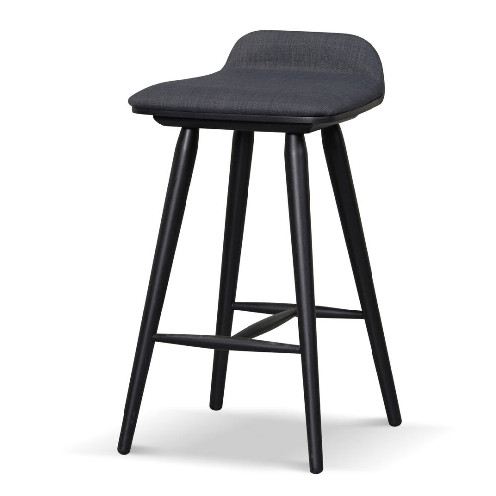 Finn 65cm Wooden Bar Stool - Charcoal Black - Image 3