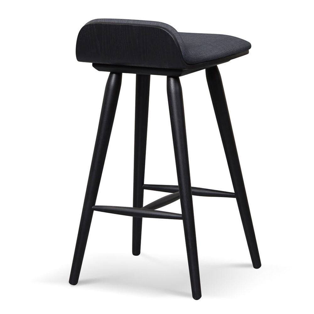 Finn 65cm Wooden Bar Stool - Charcoal Black - Image 7