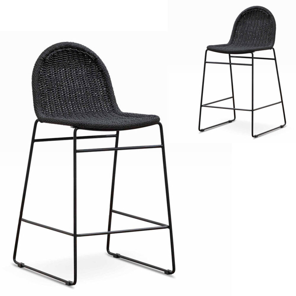 Set of 2 - Kelton 65cm Barstool - Full Black