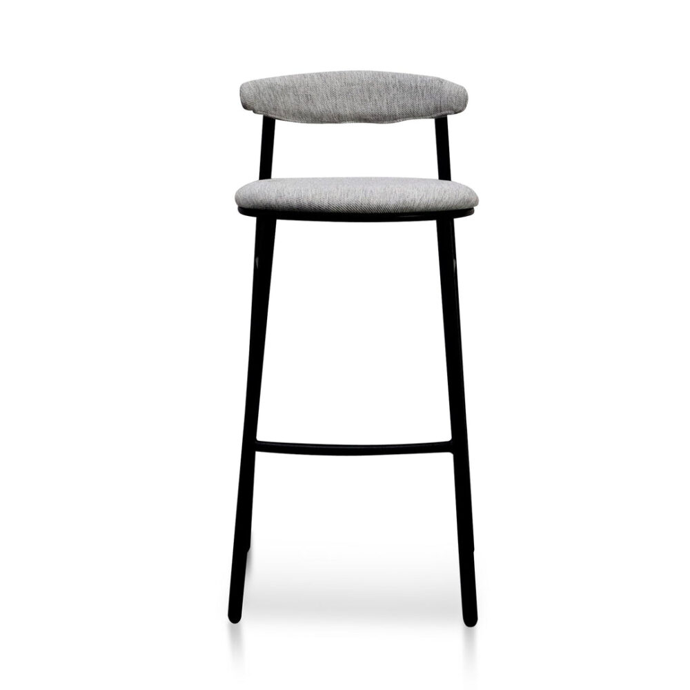 Set of 2 -Oneal 65cm Fabric Bar Stool - Silver Grey and Black Legs - Image 3