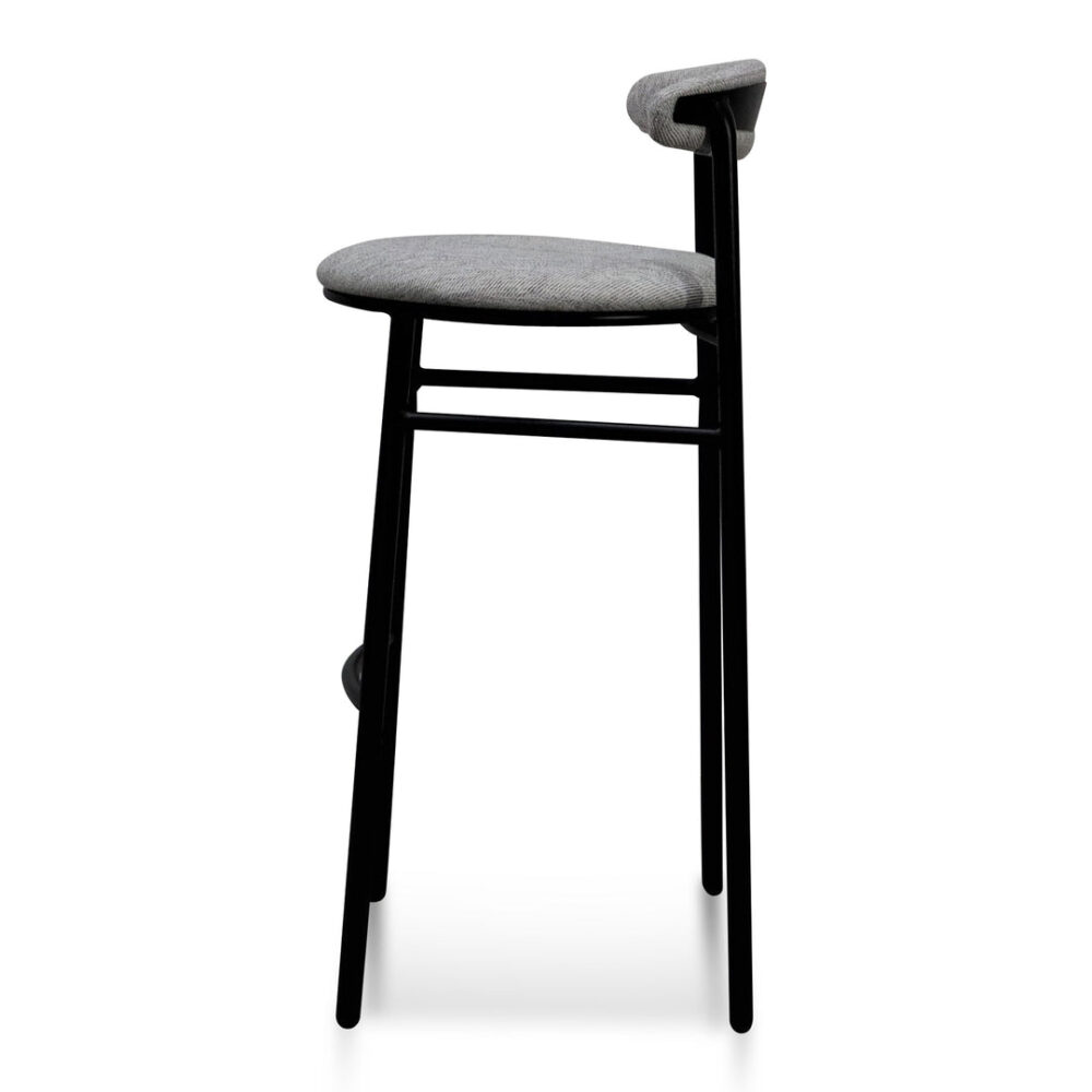 Set of 2 -Oneal 65cm Fabric Bar Stool - Silver Grey and Black Legs - Image 4