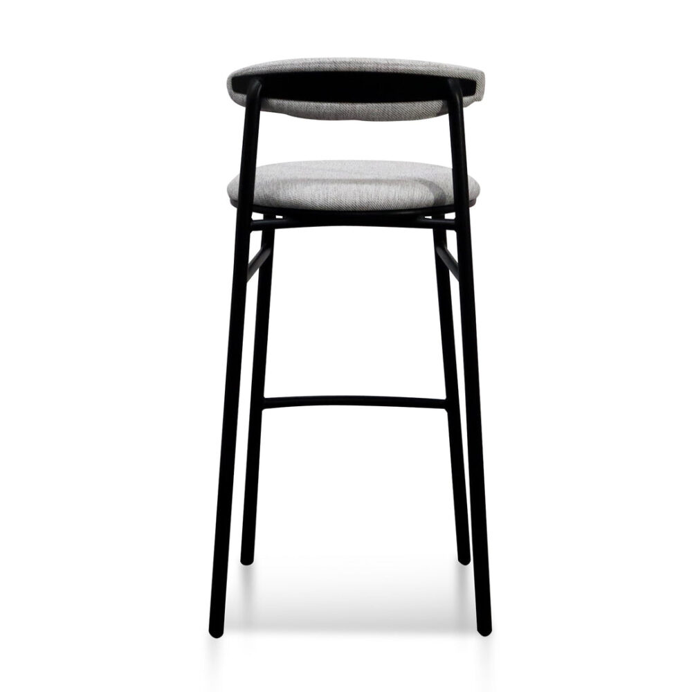 Set of 2 -Oneal 65cm Fabric Bar Stool - Silver Grey and Black Legs - Image 5