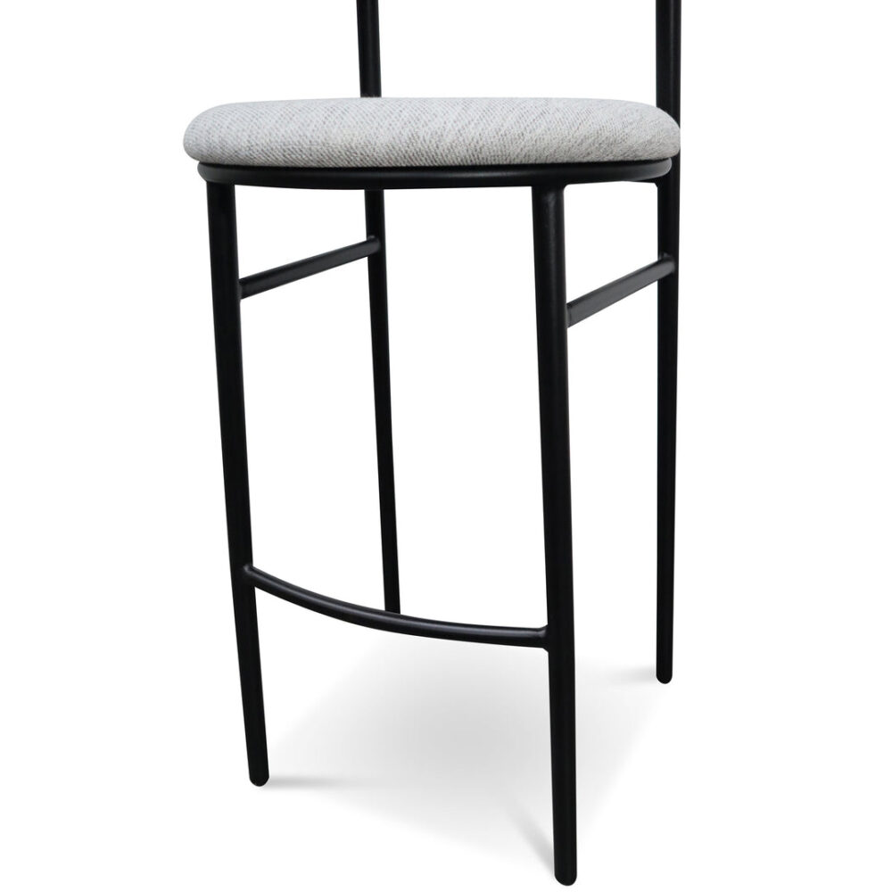 Set of 2 -Oneal 65cm Fabric Bar Stool - Silver Grey and Black Legs - Image 6