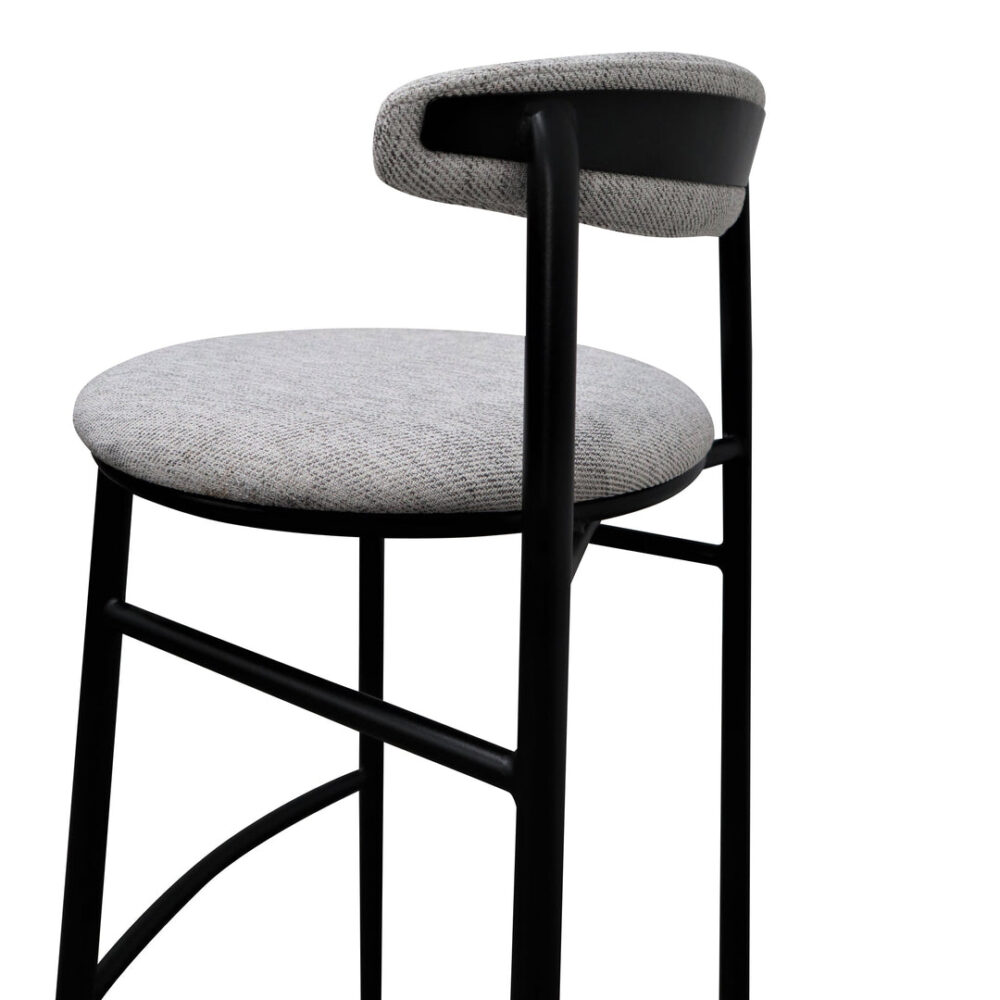 Set of 2 -Oneal 65cm Fabric Bar Stool - Silver Grey and Black Legs - Image 7