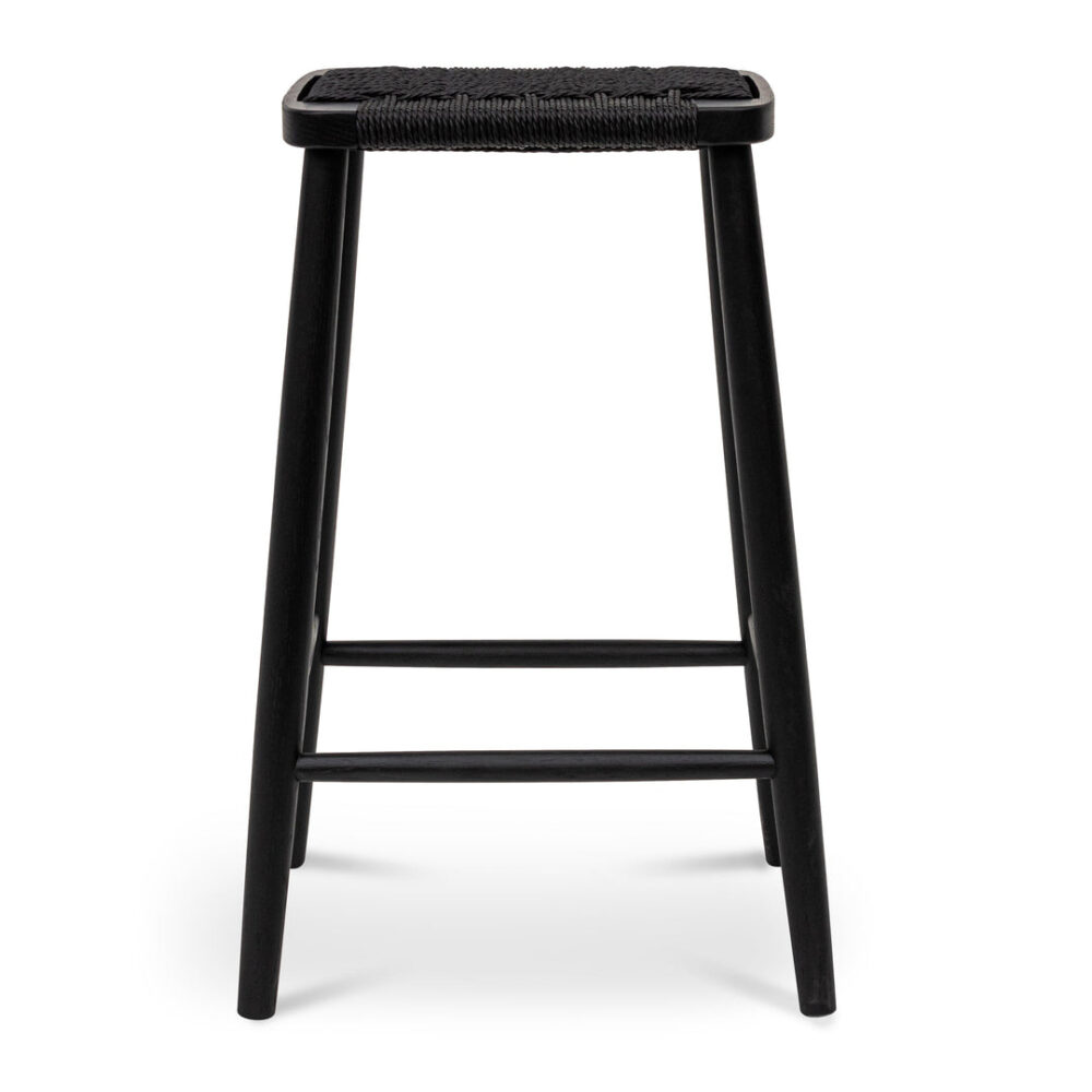 Crawford 65cm Bar Stool - Full Black - Image 4
