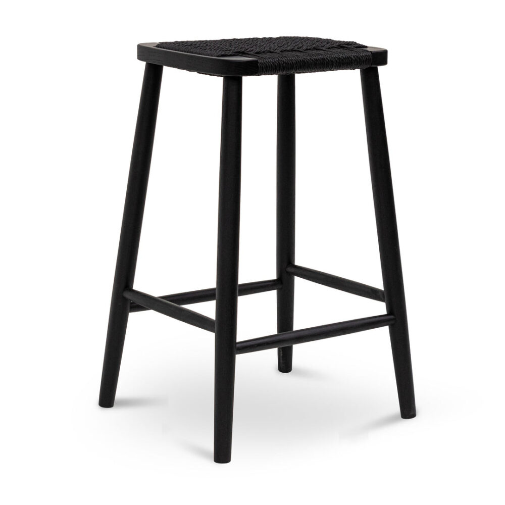 Crawford 65cm Bar Stool - Full Black - Image 5