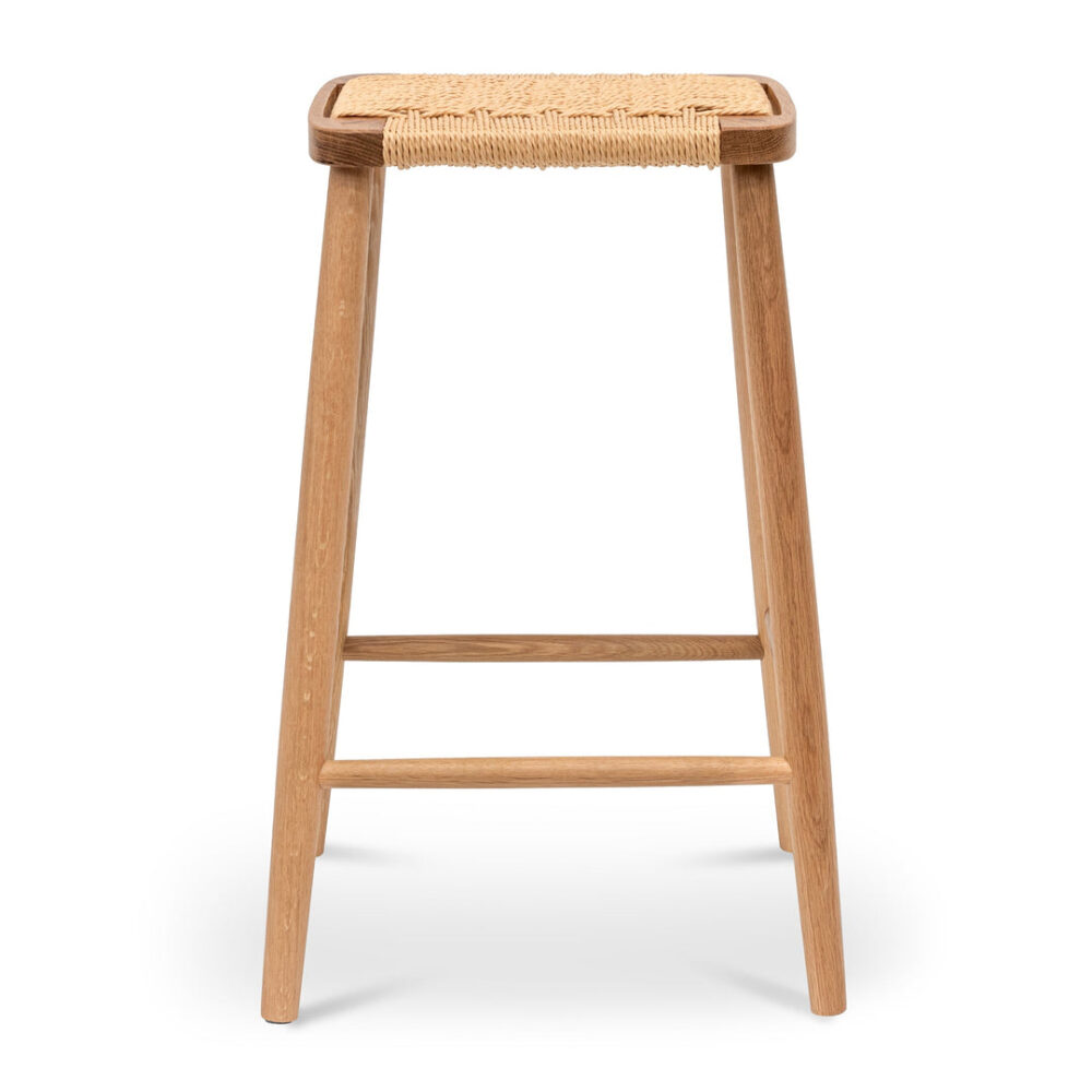 Crawford 65cm Rattan Bar Stool - Natural - Image 4