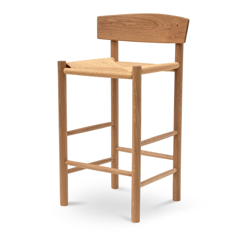 Erika 65cm Bar Stool - Natural with Back Rest