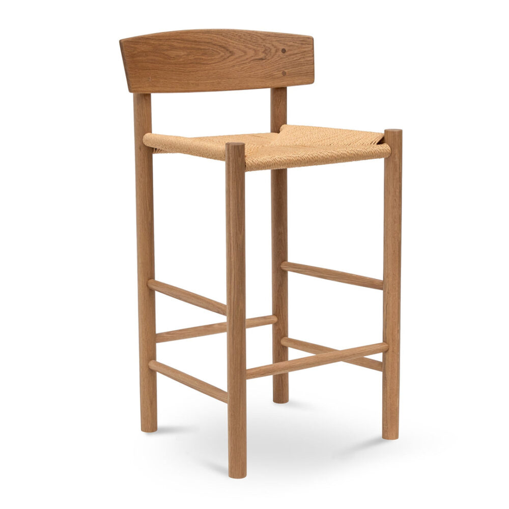 Erika 65cm Bar Stool - Natural with Back Rest - Image 3