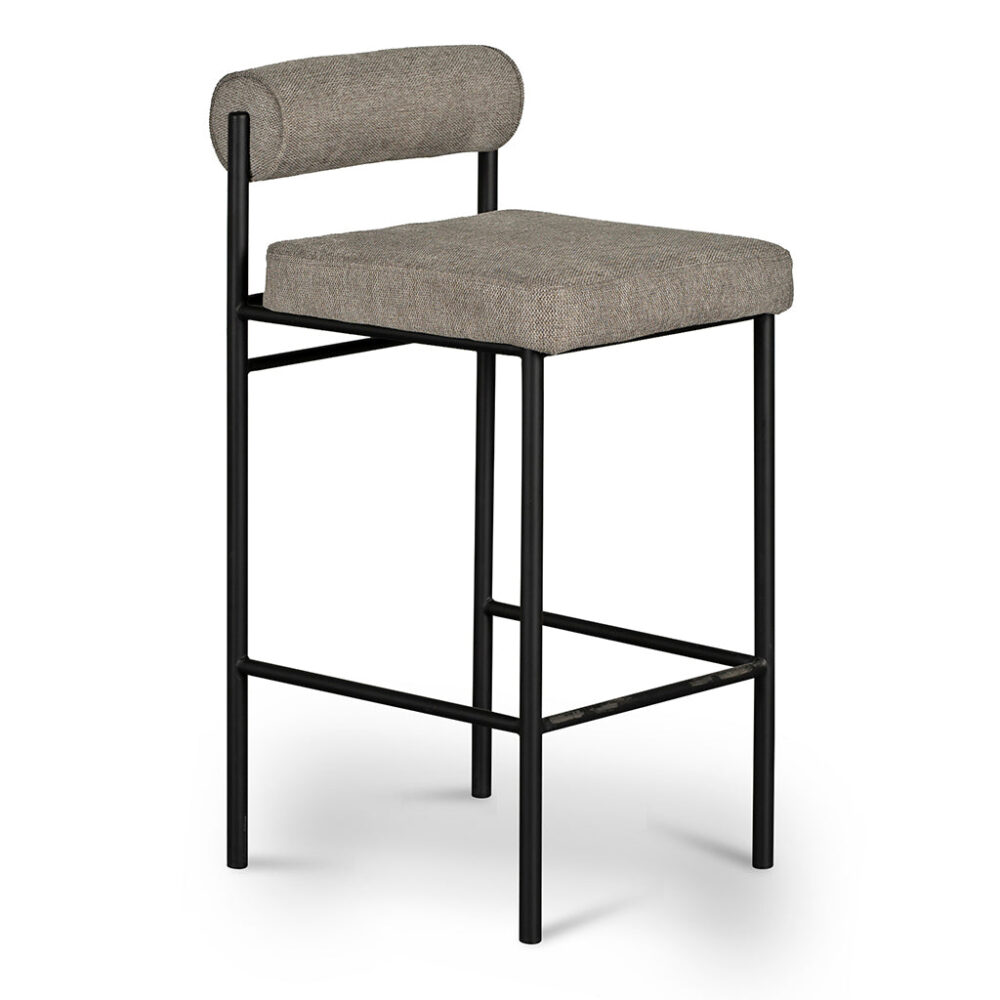 Set of 2 - Shaffer 65cm Fabric Bar Stool - Grey - Image 2