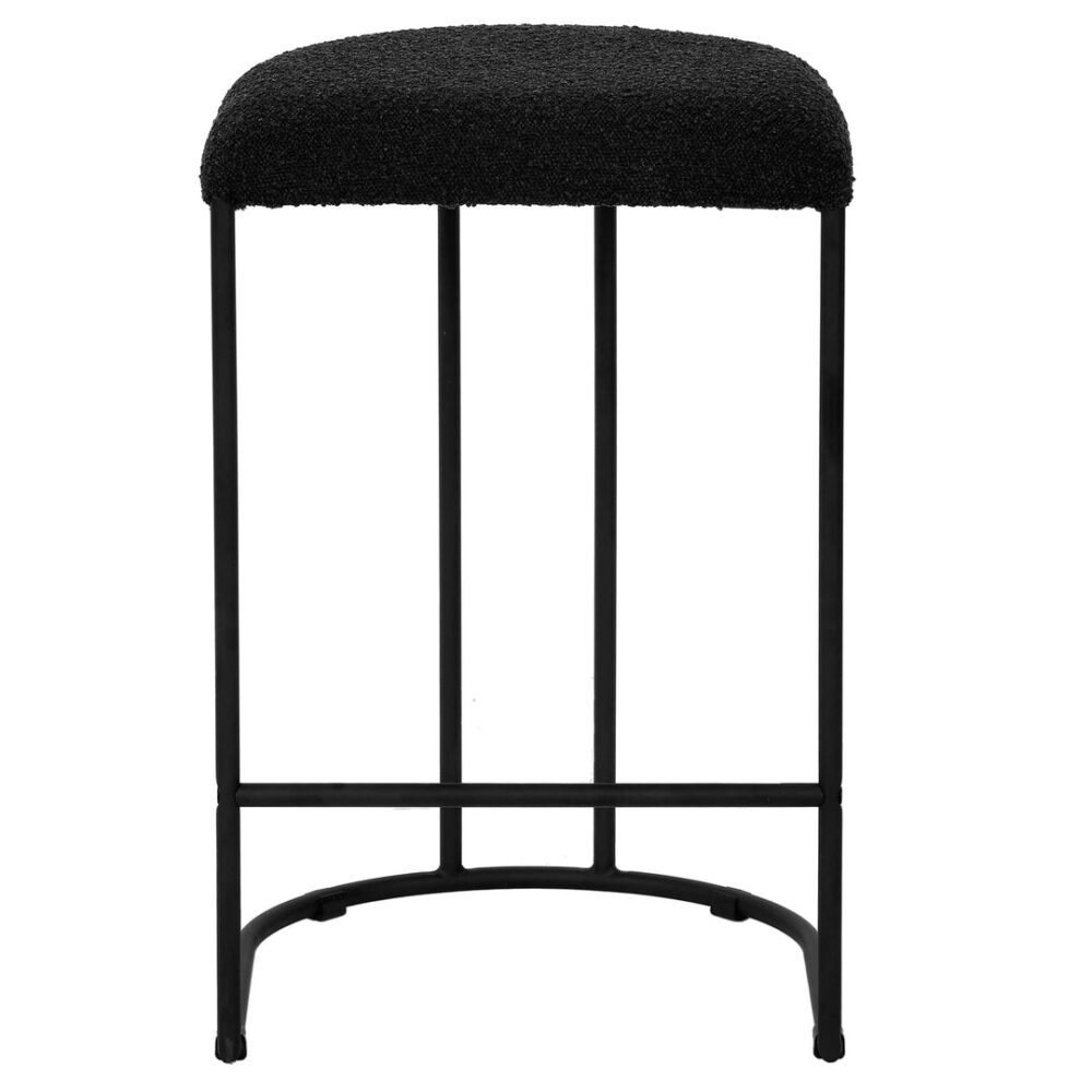 Set of 2 - Galvan 65cm Bar Stool - Black Boucle - Image 3
