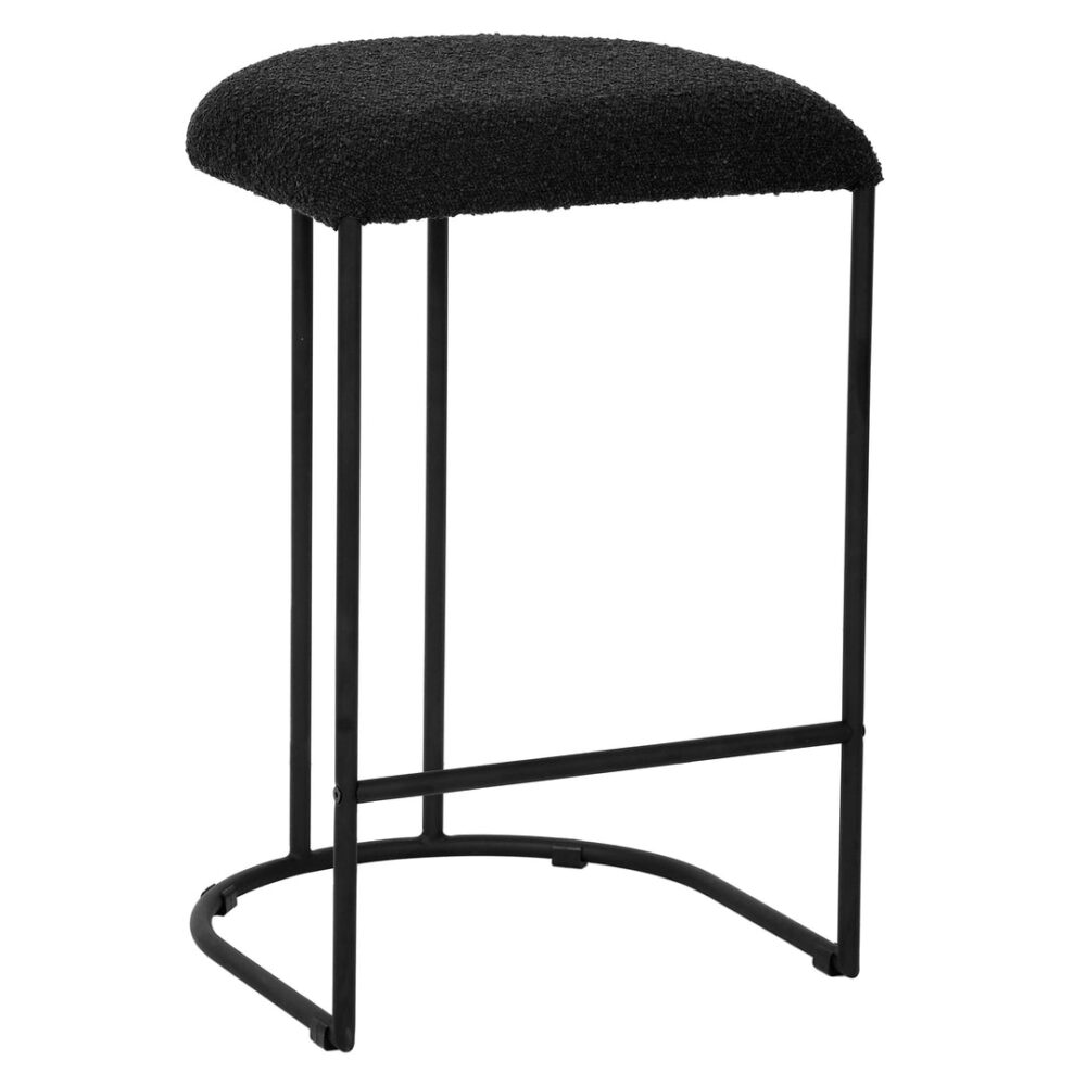 Set of 2 - Galvan 65cm Bar Stool - Black Boucle - Image 2