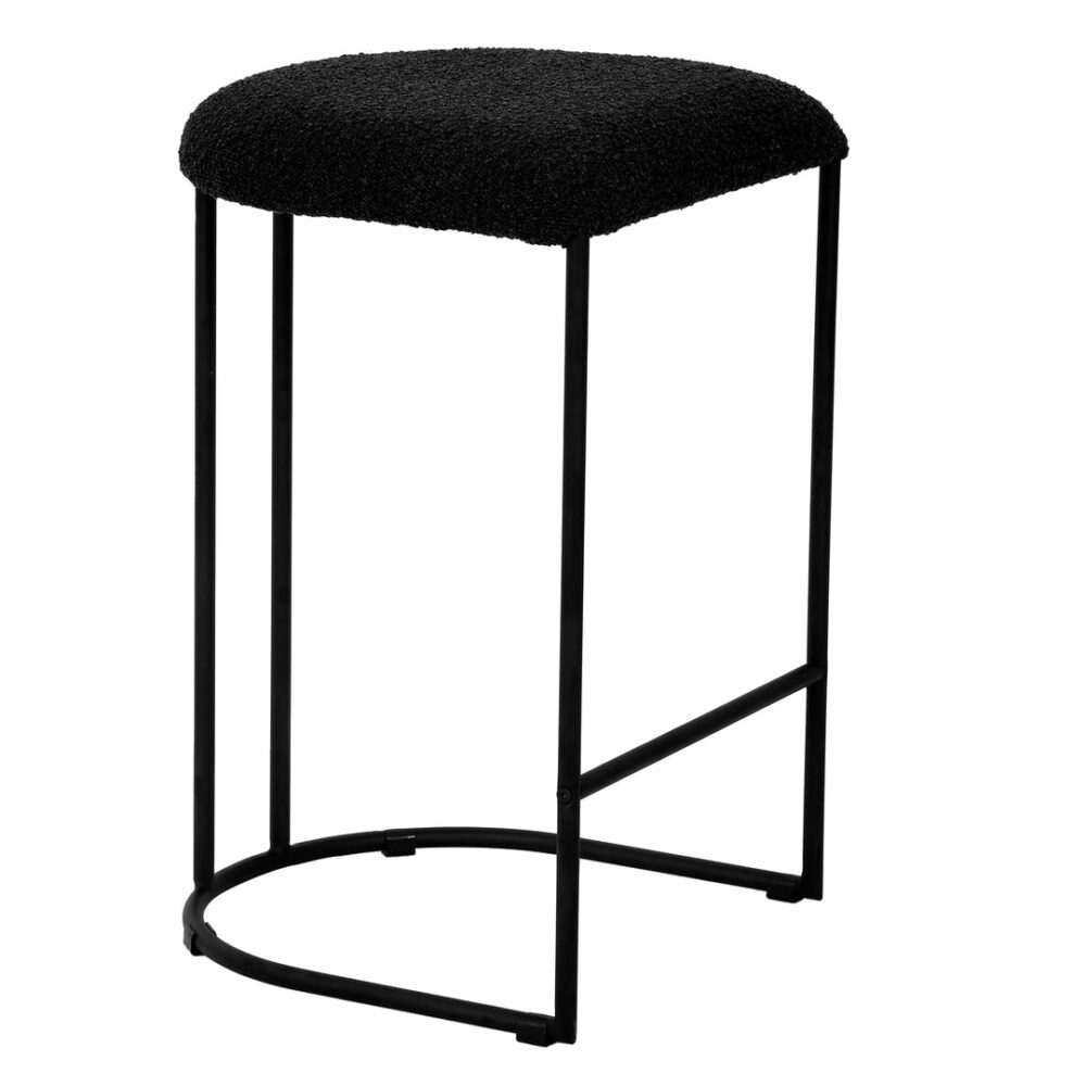 Set of 2 - Galvan 65cm Bar Stool - Black Boucle - Image 5