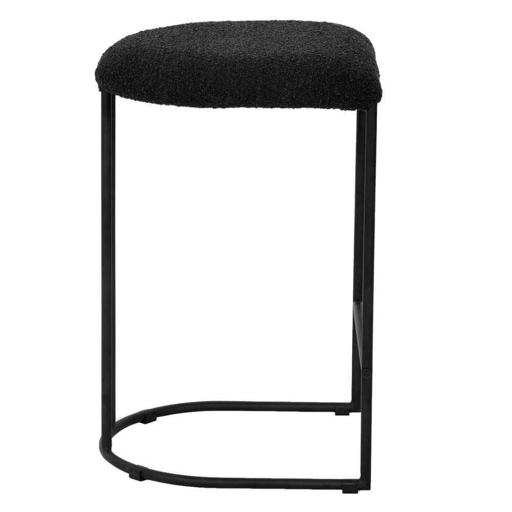 Set of 2 - Galvan 65cm Bar Stool - Black Boucle - Image 6