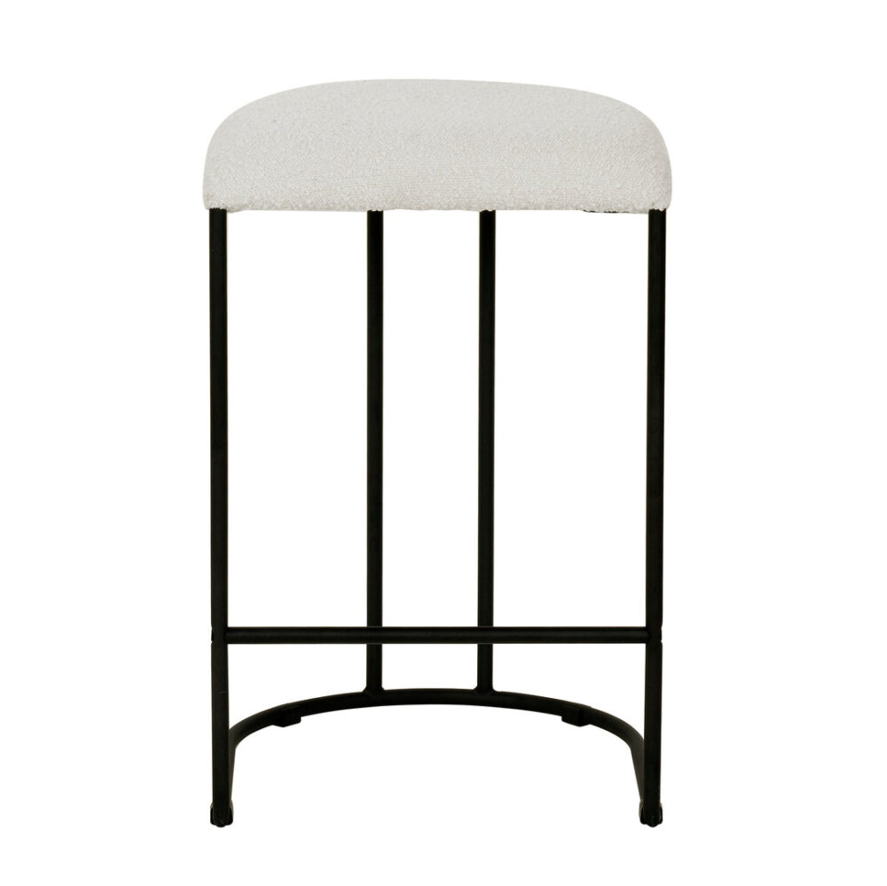 Set of 2 - Galvan 65cm Bar Stool - Ivory White Boucle - Image 6
