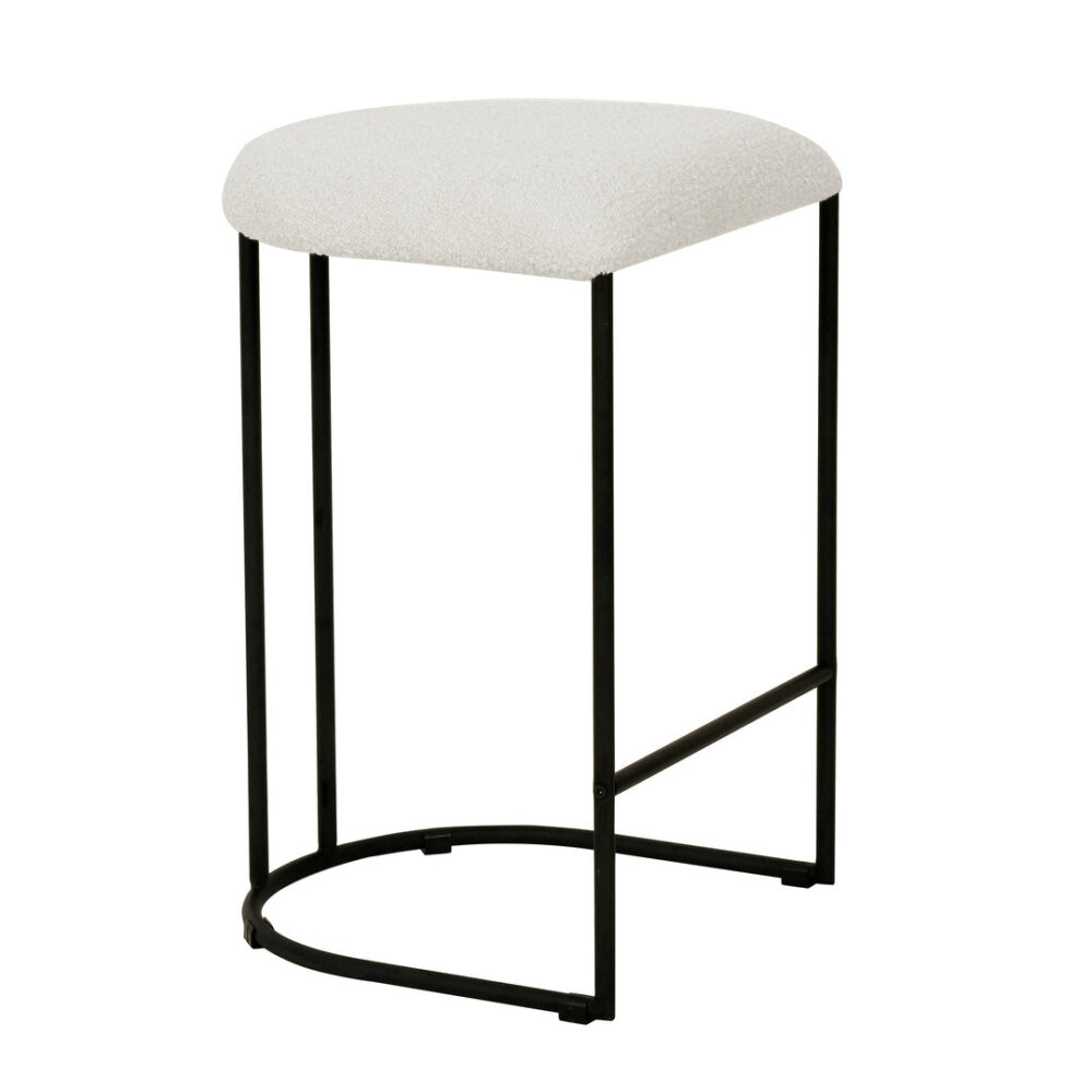 Set of 2 - Galvan 65cm Bar Stool - Ivory White Boucle - Image 7