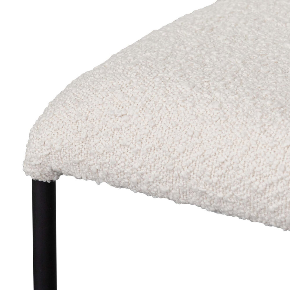 Set of 2 - Galvan 65cm Bar Stool - Ivory White Boucle - Image 3