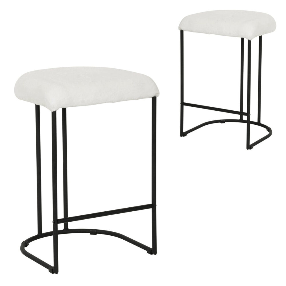Set of 2 - Galvan 65cm Bar Stool - Cloud Fur