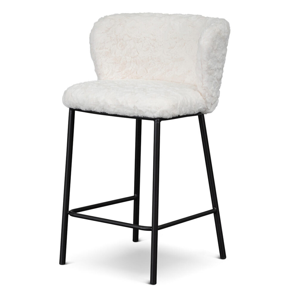 Set of 2 - Flossie 65cm Fabric Bar Stool - Cloud Fur - Image 3