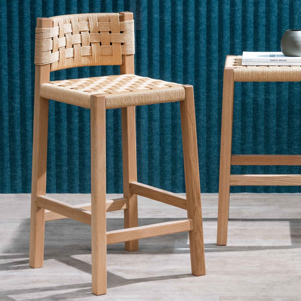 Jolen Rattan Bar Stool - Natural with Back - Image 2