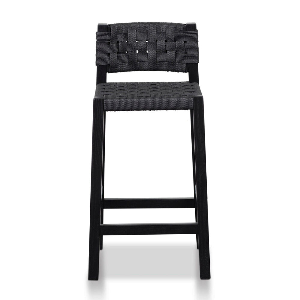 Jolen Rattan Bar Stool - Black with Back - Image 2