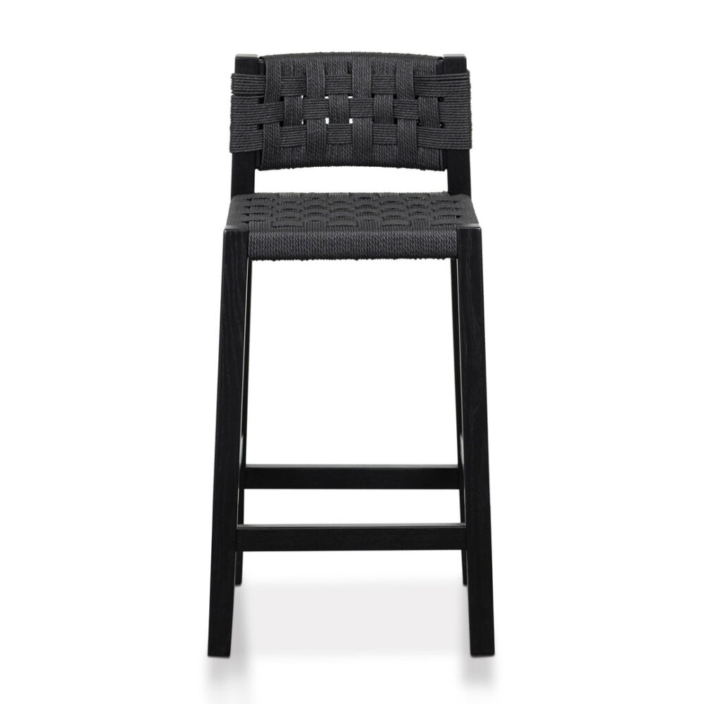 Jolen Rattan Bar Stool - Black with Back - Image 3